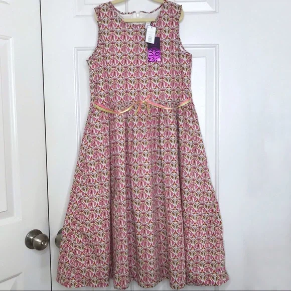NWT JACADI FRANCE LIBERTY PRINT Pinafore dress 12 boho blockprint
